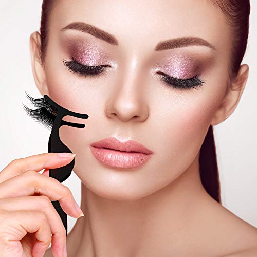 Magnetic Eyelashes Dual Magnets Fiber Fake Eyelashes, 3D Reusable Eyelashes Extensions, No Glue False Eyelashes with Tweezers 1 Pair/6Pcs (Black)