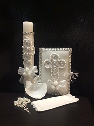 Casa Ixta Baptism Candle Set with Pearls details