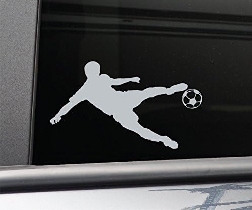 Soccer Player Vinyl Decal Laptop Car Truck Bumper Window Sticker - Gray