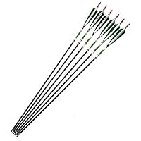 Muhubaih 6Pcs 33" Archery Carbon Arrows W/Real Turkey Feather SP500 F Recurve Bow Hunting