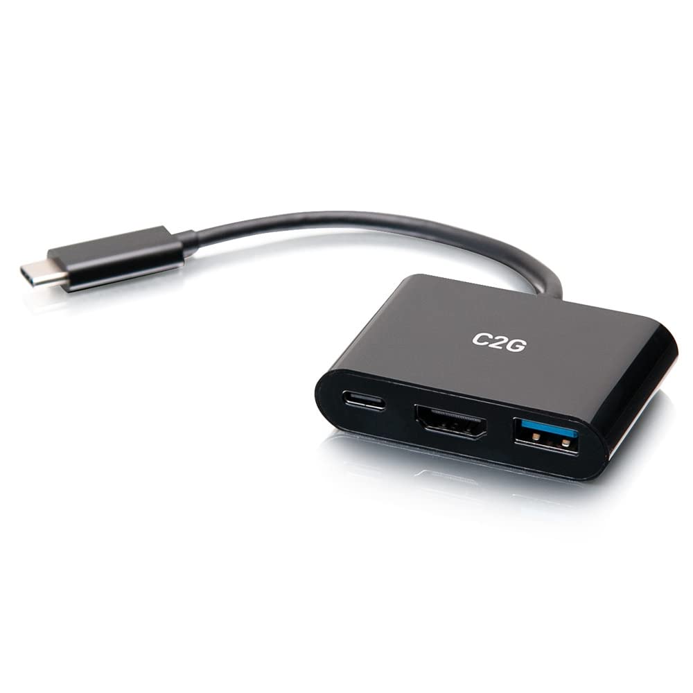 C2G USB C 3-in-1 Mini Dock with HDMI, USB-A, and USB-C Charging, Power Delivery up to 60W, 4K Resolution @ 30Hz