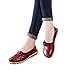 SHIBEVER Women's Leather Loafers Moccasins Wild Driving Casual Flats Oxfords Breathable Shoes Burgundy 7,Tag Size 38