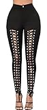 Chuanqi Women's Sexy High-waisted Double Lace up Cross Drawstring Tinny Leggings