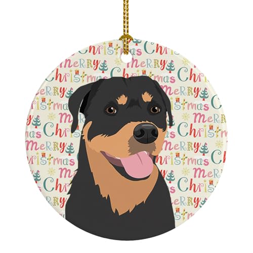 Caroline's Treasures Rottweiler Black and Tan #7 Christmas Ceramic Ornament Rou…