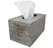 Chiaravita Vintage Rustic Rectangular Torched Wood Facial Tissue Box Cover Dispenser – Farmhouse White Washed Home Decor for Kitchen, Bedrooms, or Bathroom