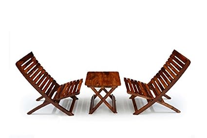 Lifeestyle Com Sheesham Wood Folding Low Height Patio Chair With Table Stool Use As Outdoor Balcony Garden Standard Honey Medium Amazon In Home Kitchen