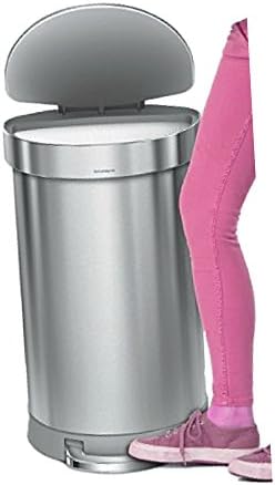 Silver Kitchen Trash Can Round Bin Waste Office Steel Heavy Duty Bathroom Foot Pedal & eBook OISTRIA
