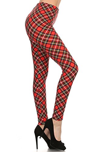 Leggings Depot R513-OS Candyberry Plaid, One Size (S-L/Size 2-12)