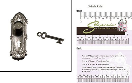 Dollhouse Miniature Opryland Door Handle Set W Key 2 Pk Black