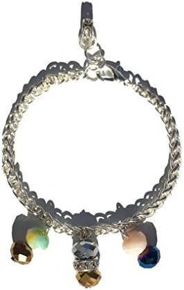 Adjustable Silver Tone Bead Charm Bracelet for Girls and Women