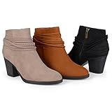 Brinley Co. Womens High Heeled Strappy Chunky Heel Ankle Booties