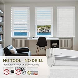 Moonice No Drill No Tools Cordless Zebra Blinds for