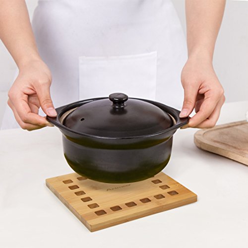 Bamboo Trivet Set of 2 Pack,Trivet Mats Hot Pot Holder Pads For Kitchen Tool is Heat Resistant by Artmeer