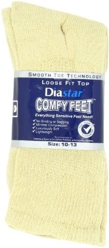 Diastar Comfy Feet Diabetic Socks, White, 10-13, 3 pack - Buy Packs and Save (Pack of 2)