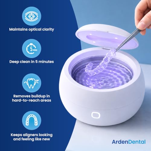 Ultrasonic Retainer Cleaner with UV-C Light for Aligners, Retainers, Dentures & Mouthguards – Daily Deep Cleaning Dental Appliance Machine Portable, Easy to Use at Home & Travel