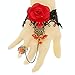 ArRord Handmade Retro Black Lace Vampire Gothic Jewelry Women Bracelet and Ring With Flower for Dinner Birthday Wedding Bridal Party