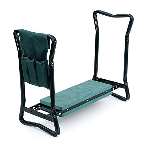 Songmics Kniebank 59 x 48 x 27 cm Gartenbank Hocker Sitzunterlage EVA-Schaumkissen Stahlrohr (Grün) GGK01G – Bild 7