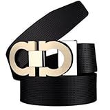 Men's Smooth Leather Buckle Belt 35mm Leather up to 42inch 110-115cm Black-Gold