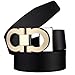 Men's Smooth Leather Buckle Belt 35mm Leather up to 42inch 110-115cm Black-Gold