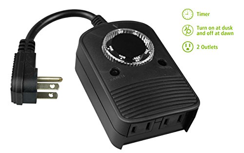 ECOPlugs Waterproof Mechanical Outlet Timer Switch with photosensor (2 outlets)Â 