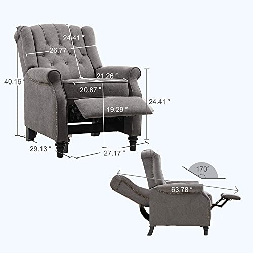 YANXUAN Pushback Recliner Chair, Tufted Armchair with Padded Seat