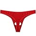 FEESHOW Mens Smooth G String Thongs Open Front Underwear (Large, Red)