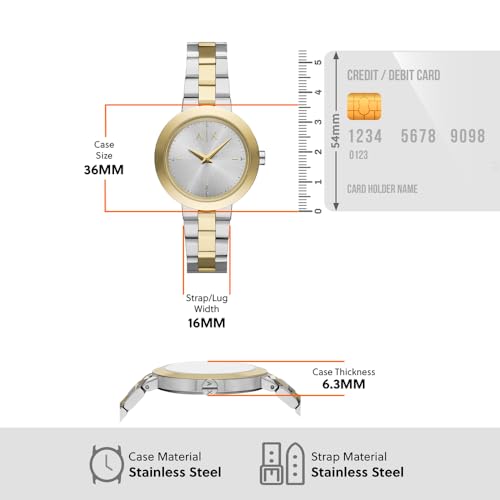 Armani Exchange Women's Watch, Two-Hand Quartz Movement and 36 mm Case with Stainless Steel or Leather Strap