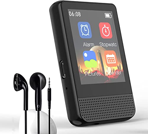 RUIZU Bluetooth MP3 Player with FM Radio, 1.8 inch Touch Screen MP3 Player with Speaker, 16GB HiFi Lossless Music Player with Voice Recorder, E-Book, Arithmetic, Supports up to 128GB Micro SD Card