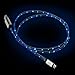 DATASTREAM Micro USB Cable LED Light Up 3.5 ft Long w/Flat Design, High Speed Data Transfer, Visible Blue & Green Charging Lightup - Perfect for Car, Bedside, More