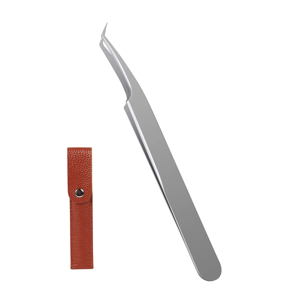 Lunamoon Eyelash Extension Tweezers - Ultra-thin, Silver Stainless Steel - Professional Precision Tweezers for Eyelash Extension & Nail Art