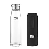 MIU COLOR 24.5 oz Glass Water Bottle - Eco-friendly Borosilicate Glass, BPA, PVC and Lead Free, Portable with Nylon Sleeve, for Outdoor, Running, Bike, Car, Yoga, Office