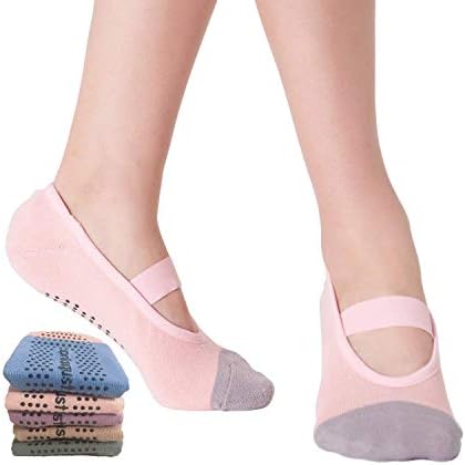 Color Block Yoga Socks with Non Slip Grips, Perfect for Pilates, Barre, Ballet, Barefoot training
