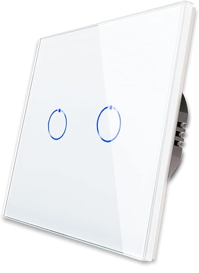 CNBINGO 2-Way Glass Touch Light Switch 2-Gang White AC 240V 800W/Gang
