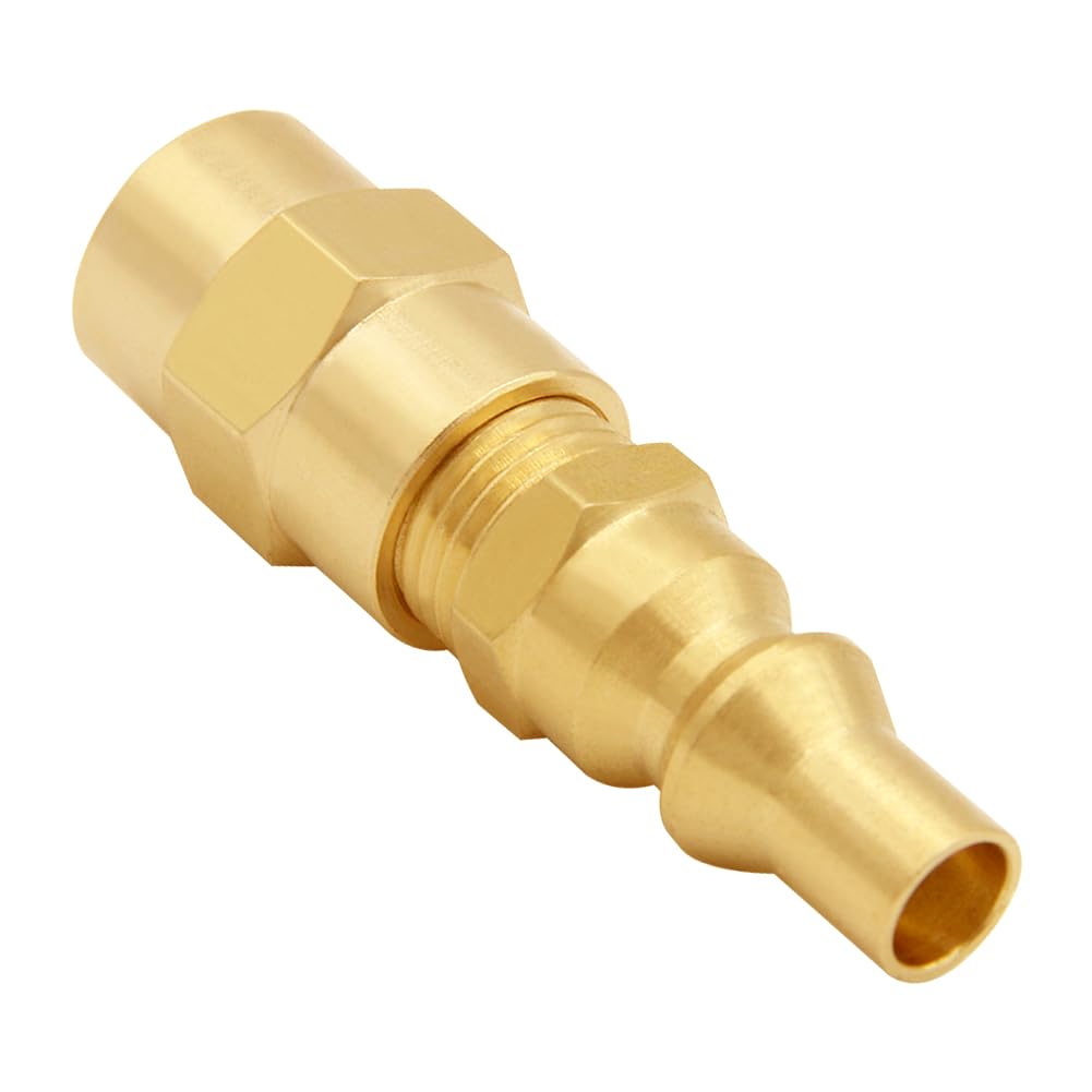 Photo 1 of Uenede Solid Brass 1/4"NPT Male Threaded RV Propane Quick Connect + 1/4"NPT Female Threaded Hex Nipple Pipe Coupling Connector Kit