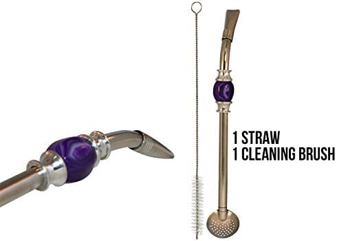 Yerba Supply Easy Clean Yerba Mate Bombilla for Gourd Drinking Straw with Cleaning Brush and Removable Filter Head (Purple Haze (Purple))