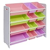 Best Choice Products Kids White And Pastel Toy Bin Storage Organizer For Bedroom And Play Area