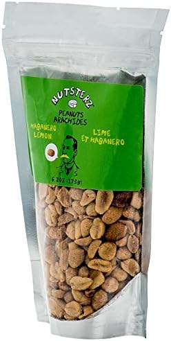 Habanero Limon Peanuts from Nutsterz - Chile Habanero Lemon Peanuts, Habanero Limon Lime Peanuts with Citrus Flavor and Spice, Flavored Peanuts, Delicious and Nutritious (6.24oz Bag)