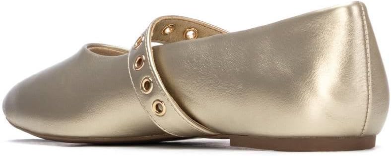 - Sapatilhas de ballet douradas femininas - calçado confortável e versátil - Moda casual - modelo 14511808 (Tamanho: 36)