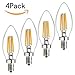 CTKcom Vintage Edison LED Bulbs 4W(4 Pack)- Antique Candelabra Light Bulb Dimmable 40W Equivalent,Energy-Saving 2700K Warm White Lamps for Chandeliers,Pendant Lights,Antique Light Fixtures E14 Base