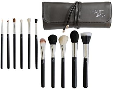Haute Blush Pro Makeup Brushes - 11 Piece Makeup Brush Set with Black Leather Case - High Quality Synthetic/Natural Hair Includes Foundation Blending Blush Eyeliner Face Powder Brushes – Get Flawless Makeup Application Now!