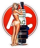 AC Delco Spark Plug Pin Up Girl Decal - STICKY DUDE!