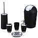 Prettysell 6 Piece Plastic Bath Accessory Bathroom Set, YIFAN Lotion Dispenser Toothbrush Holder Tumbler Cup Soap Dish Trash Can Toilet Brush Set