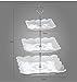 Jusalpha® 3-Tier Square White Porcelain Cake Stand Dessert Stand-Cupcake Stand-Tea Party Serving Platter (3SW Silver)