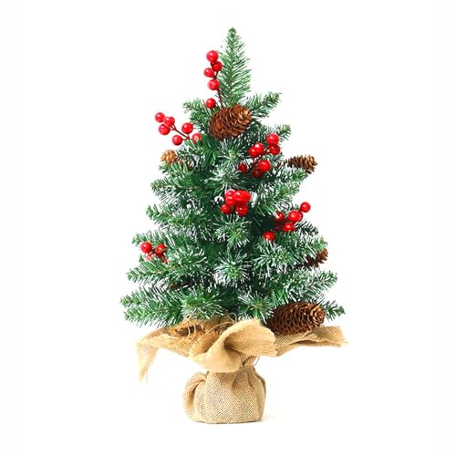 Photo 1 of Tabletop Christmas Tree 1.5ft Artificial Mini Christmas Tree, with Pine Cones Berry Small Christmas Tree for Desk or Bedroom, Table Top Xmas Tree with Burlap Base for Holiday Indoor Christmas Decor