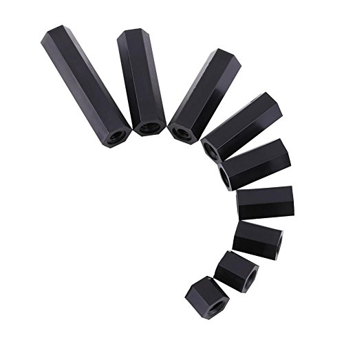 100Pcs Black PA66 M3 Female x M3 Female Hex Threaded Spacer Standoff(M3*8)