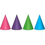 Charming Purple and Teal Birthday Party Foil Cone Hats , Pack of 12, Multi , 7" Foil