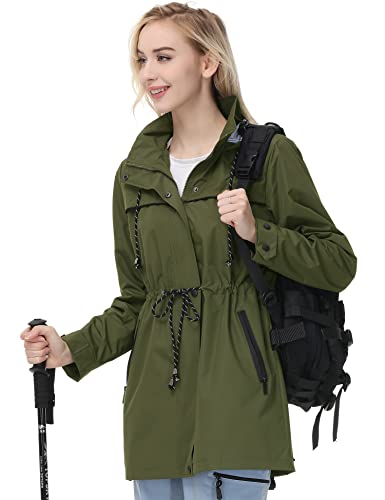 Women Rain Jacket Lightweight Hooded Waterproof Active Outdoor Trench Raincoat Sun Protection Jacket