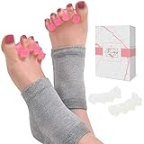 PampyFeet Silicone Toe Separators with Moisturizing Ankle Sleeves for Dry Cracked Heels for Men and Women - Bunion Corrector and Bunion Relief - HammerToe Straightener - Toe Spreaders/Spacers for Yoga