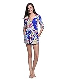 CHARLES RICHARDS CR Women's Floral V-neck 3/4 Sleeve Romper Playsuit