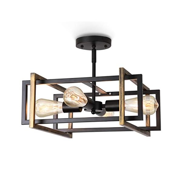 Sunvp Pendent Light Rustic Industrial Flush Mount Light Fixture E26 4 Lamp Socket Metal Close To Ceiling Light Farmhouse Fivepineshomedecorandmore